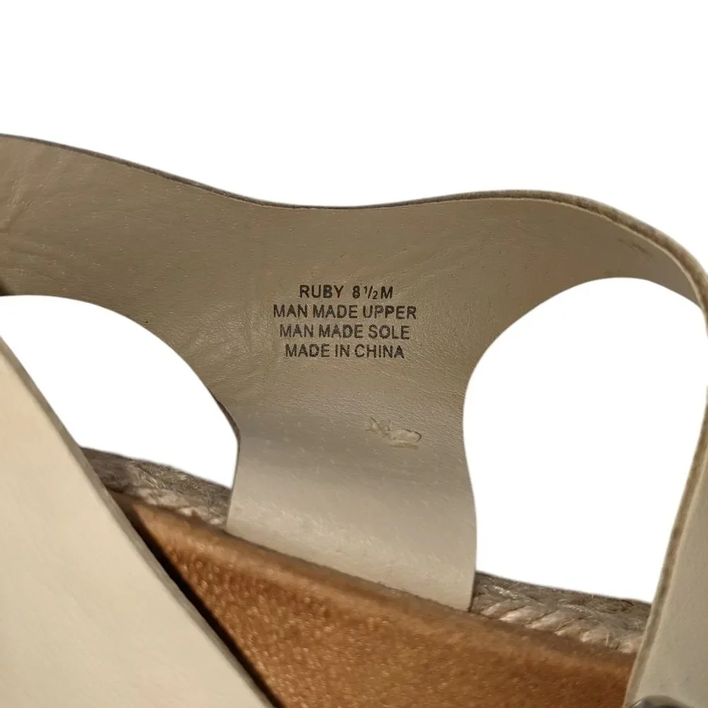 WONDERLY Sandals Women Beige Tan Neutral Wedge Open Toe Buckle Strap 8.5